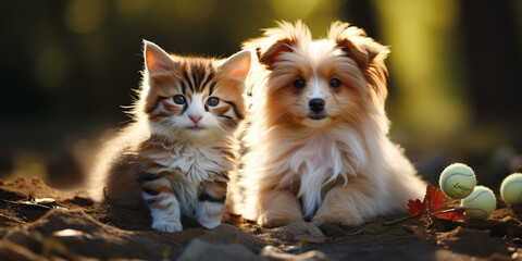Obraz premium Hund und Katze