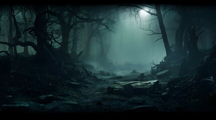 spooky halloween night forest
