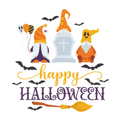 Fototapeta premium Happy Halloween vector lettering. Holiday lettering for banner. Happy Halloween poster, greeting card, party invitation. Vector illustration.