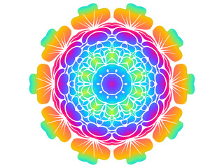 Beautiful colourful caleidoscope gradient flower petals art pattern