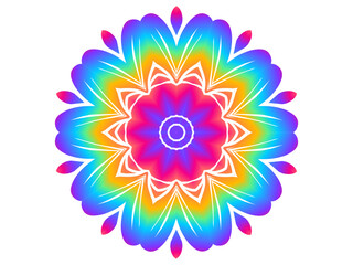 Beautiful colourful caleidoscope gradient flower petals art pattern