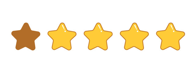 cute yellow five stars for rating, customer service, application, website, satisfaction, game