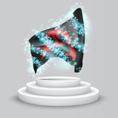 Anarchy, vector 3d flag on the podium surrounded by a whirlwind of magical radiance