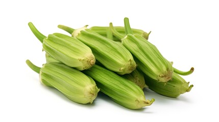 Obraz premium Okra Abelmoschus esculentus on White background, HD