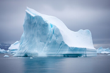 The tip of an iceberg in the Antarctic sea.