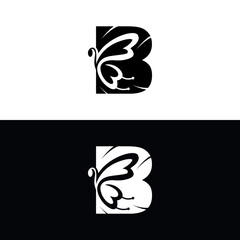 vector, Logo B, butterfly, black and white