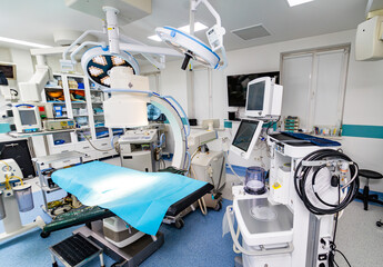 Operaring medical devices. Modern surgery hospital equipment.