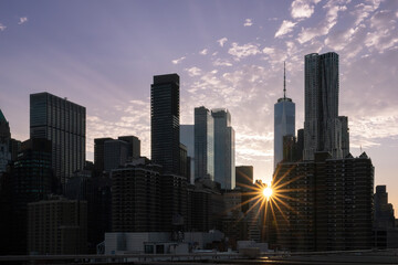 Fototapeta na wymiar New York City at Sunset Time