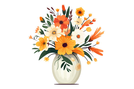 Vase with flowers isolated vector transparent background png