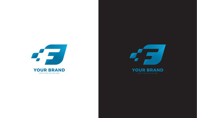 Technology letter F logo, vector graphic design