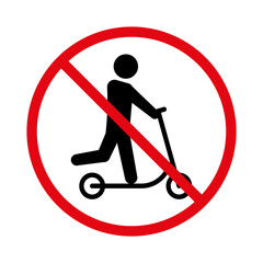 The icon of the prohibition of riding scooters.  EPS 10