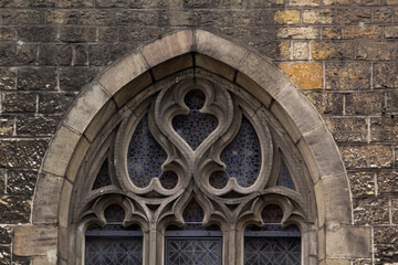 Window of a gothic cathedral. Bielefeld, German. High quality photo