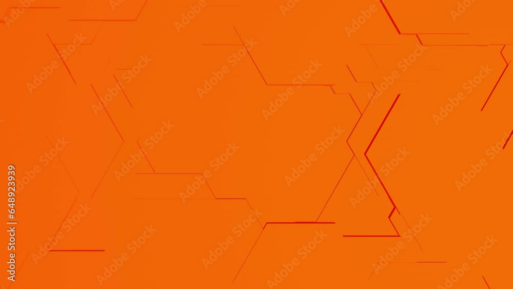 Poster orange hexagons. abstract background or animated screensaver for intro.
