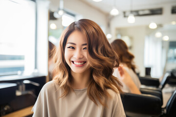 Beautiful Young Asian Woman Hairdresser. Сoncept Young Asian Hairdressers, The Beauty Of Asian Hair, Hair Styling Tips For Busy Women, Working With Different Hair Types