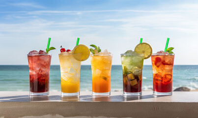 Assorted colorful beverages