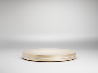 3d rendering White and Gold luxury geometric pedestal podium. 3D platform design. Minimal scene for cosmetic products etc. Elegant Background, Showcase.