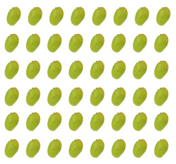 Square white background with mango. Repeating print. 