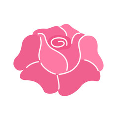 Pink rose on a white background. Vector illustration of an icon isolated flower.