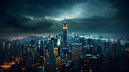 Fototapeta premium New York City buildings at night