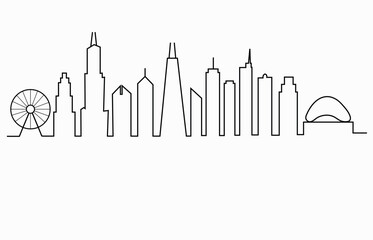  Chicago city skyline illustration of a landscape