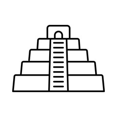 Ancient Mesoamerican pyramid line icon