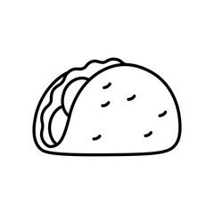 Simple hand drawn taco doodle icon, Mexican food drawing