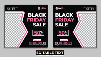 Black friday banner template with social media promotions