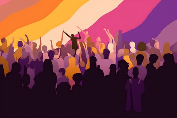 homosexual concept flag rainbow community pride parade freedom group celebration. Generative AI.