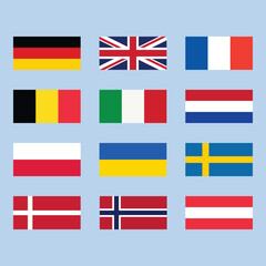 Set of European countries flags, Countries flags, Europe flags, British, Germany, France