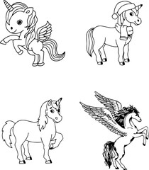 set of animals horses vector