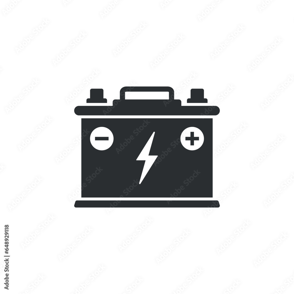 Wall mural Alkaline battery icon in flat style. Car accumulator vector illustration on isolated background. Accumulator recharge sign business concept.