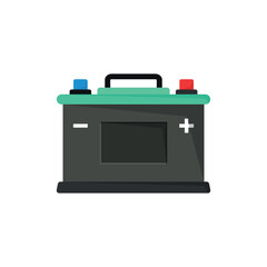 Alkaline battery icon in flat style. Car accumulator vector illustration on isolated background. Accumulator recharge sign business concept.