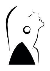 Abstract ink woman portrait, simple minimalist vector illustration, beautiful girl line art, female face brush painted contour