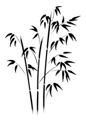 Abstract ink bamboo, simple minimalist branch vector illustration, tree brush painted  line art 