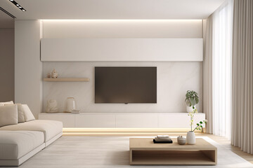 Minimalistic luxury interior design of modern living room, generative ai