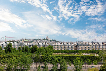 Aerial View on Montmartre Hill and Sacre-Coeur Church, Paris, France.