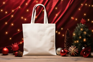 Christmas Tote Bag product mockup, Christmas White Tote Bag Mockup