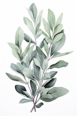 Sprigs of sage isolated on a white background