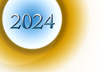 Happy new year 2024 background new year holidays card, White Blue numbers on Gradient semi Circle