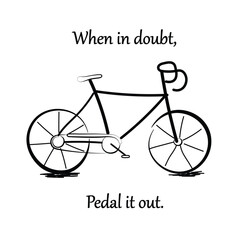 Bicycle vector in doodle style isolated on white background. Hand drawn vehicles illustration. Cycling quotes. Men's bicycle