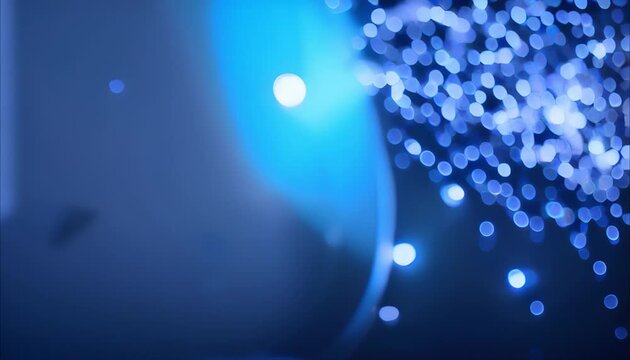 Abstract navy blue bokeh background, moving bright spots, moving background.
