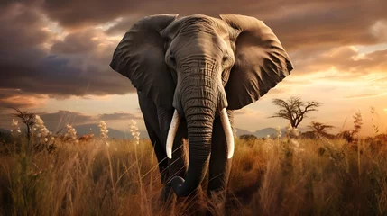 Foto op Canvas elephant in the savannah © toomi123