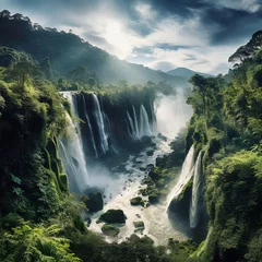 Outdoor kussens Lush waterfall photo © JooPedro