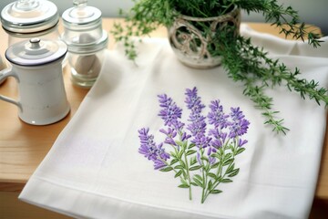 Lavender Infused Table Setting Embroidery, Generative AI