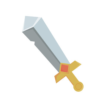 illustration vector graphic cartoon sword 2D or Flat design style, with gold sword, with children style, use for icon game, game design, display game, children book, story book
