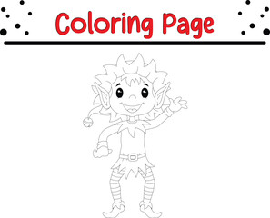 Christmas character coloring page for kids. Vector black and white illustration on white background..