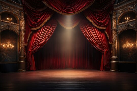 Classic Theater stage with lighting. Copy space for text