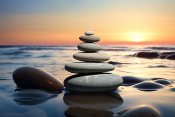 Zen stones, concept of balance, harmony and tranquility
