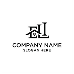 ELI real estate home or house letter logo design template