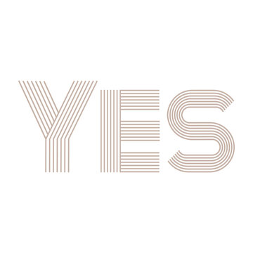Yes. Inscription on a banner, poster and sticker with the text Yes. Yes message icon on white background, line graphics. Lettering calligraphic text simple logo. Vector illustration.